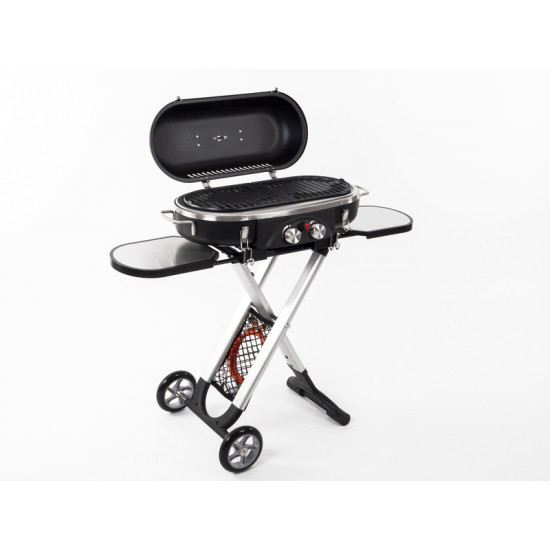 Trolley 2-flame gas grill with ignition fuse - 50 mbar