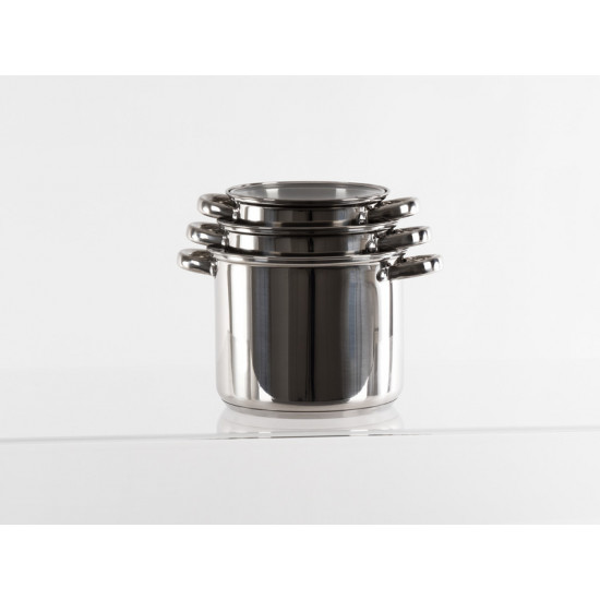Camp4 stainless steel cookware set with glass lids - 6-piece