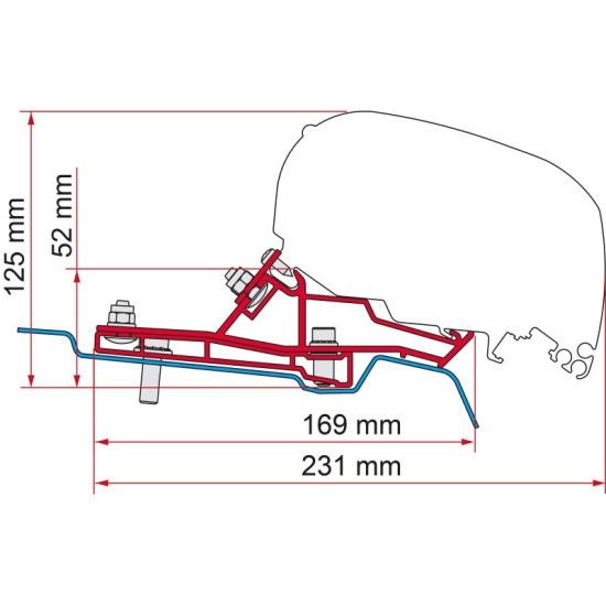 Fiamma Adapter for Ford Transit Van H2 L3 - For F80 - 320 cm - Right-hand drive