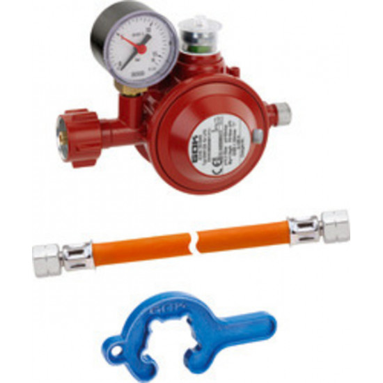 Low-pressure regulator 50 mbar with manometer and hose