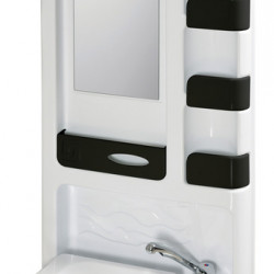 Swivel bathroom wall cabinet with fold-down washbasin