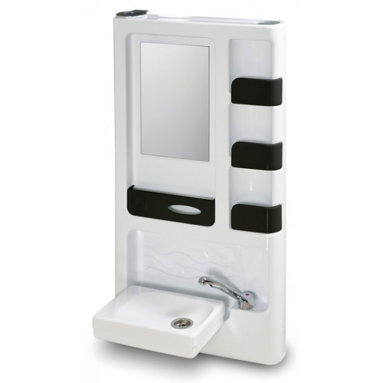 Swivel bathroom wall cabinet with fold-down washbasin