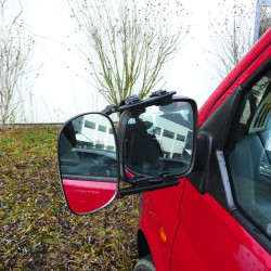 Caravan clip-on mirrors for large car exterior mirrors