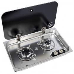 Stainless steel built-in cooker with glass cover ASO - 2 burners