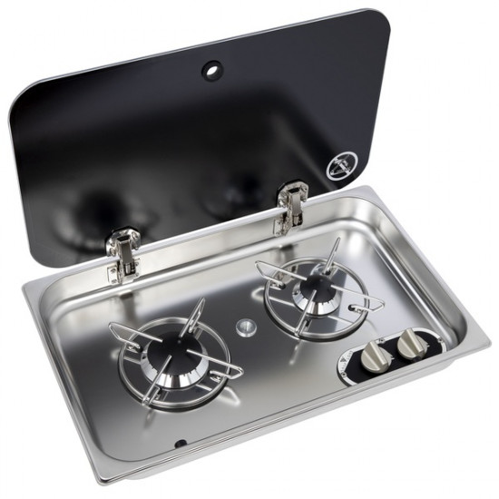 Stainless steel built-in cooker with glass cover ASO - 2 burners