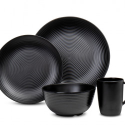 Lund melamine dinnerware set - 16-piece - Black