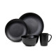 Lund melamine dinnerware set - 16-piece - Black