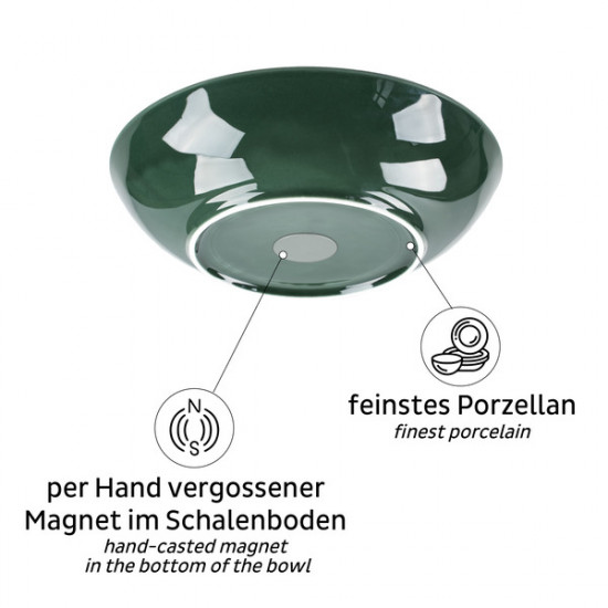 Porcelain Magnetic Food Bowl - Forest Green