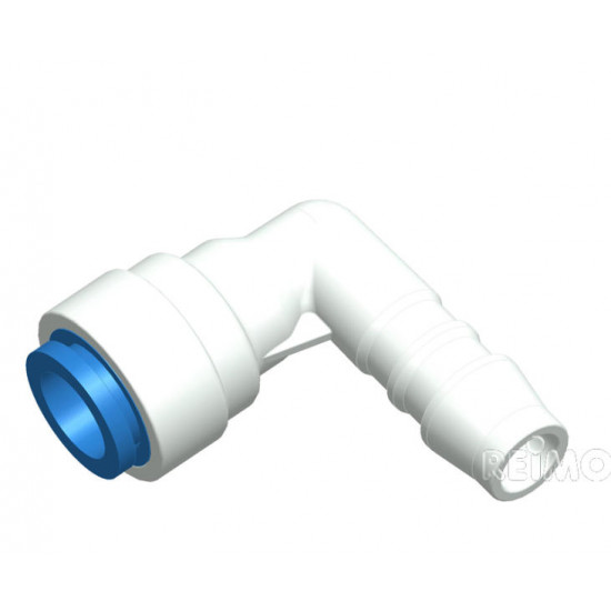 Blue angled connector for 10mm water hose