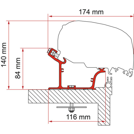 W 450cm Fiamma adapter Adria Caravan from 2015