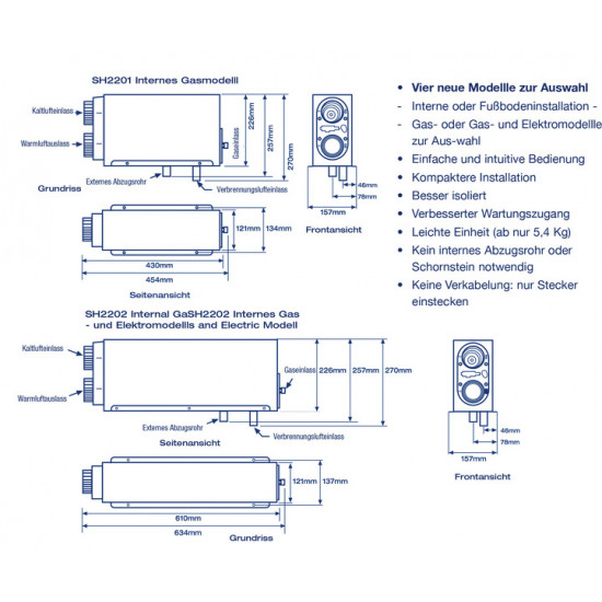 Webasto built-in gas/electric heater 12V 2KW