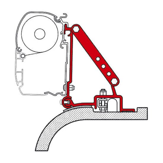 FIAMMA adapter F45i/F45iL, Ducato/Boxer/Jumper, Awning bracket - mounting without drilling