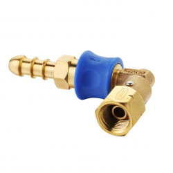 Rotating 90° coupling piece for the gas hose