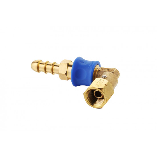 Rotating 90° coupling piece for the gas hose