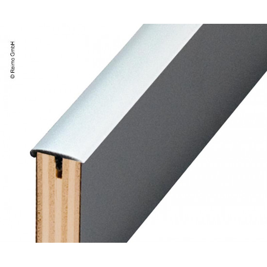 T-shaped edge banding with nose, 15 mm thick - silver - 40 m roll