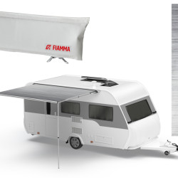 W 3200 x Extension 2500mm Fiamma CaravanStore Evo caravan awning for the awning rail, Colour: Royal Grey, Light Grey cover