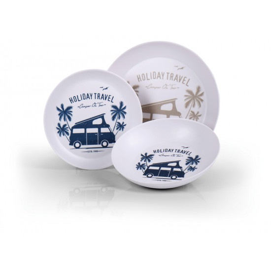 HOLIDAY TRAVEL Melamine Dinnerware Set for 2 People, 6-Piece