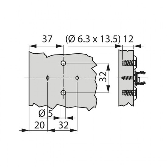 TIOMOS 1D cross mounting plate with 4-point fastening