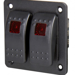 Carbest aluminum switch panel with two rocker switches (12/24V)