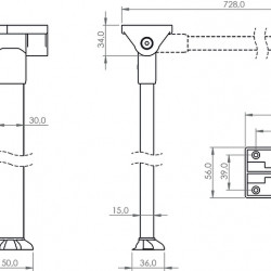 Folding table leg, folds down at the top