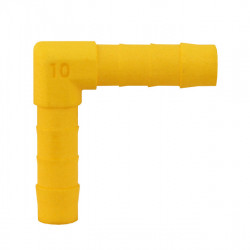 90° angled connector for 10 mm hose - White/Yellow - 2 connectors