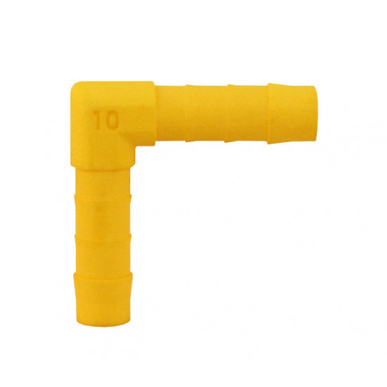 90° angled connector for 10 mm hose - White/Yellow - 2 connectors