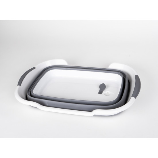 Foldable tub/basket with drain - Grey/White