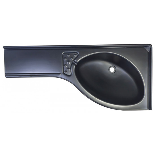 Corner washbasin - Matte black - Shelf on the left