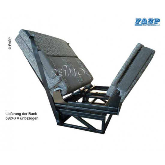 Seat/bed bench, one side armrest, 3-point seat belts, bed: 1700x1000mm