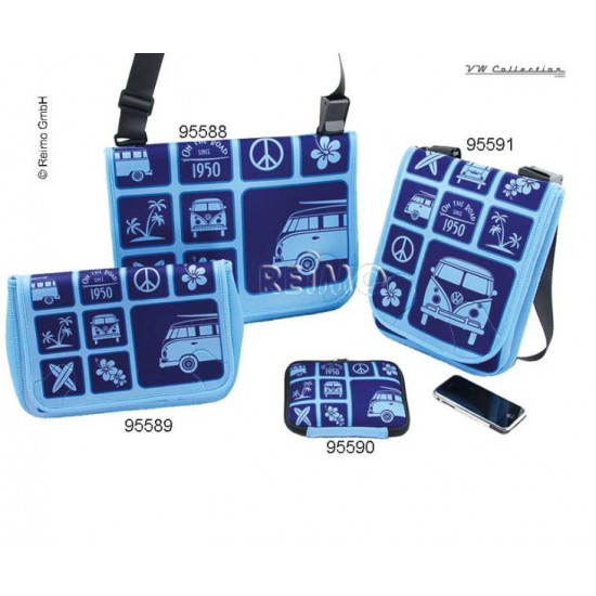 VW Collection shoulder bag, horizontal, surfer style, blue, neoprene, 28x27x10cm