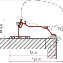 L 550cm FIAMMA Awning adapter F80 for Caravan Roof