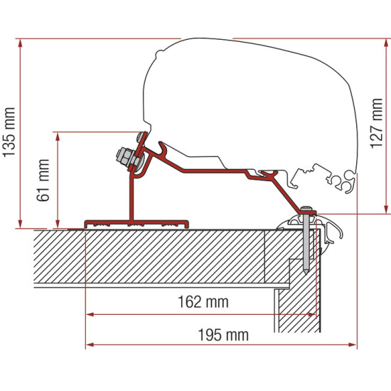 L 600cm FIAMMA Awning adapter F80 for Caravan Roof