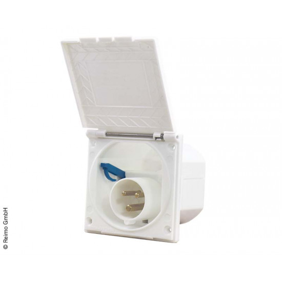 Square CEE inlet socket - White