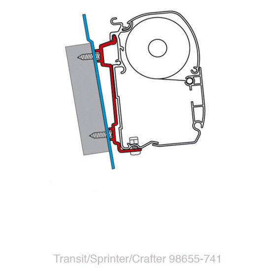 FIAMMA adapter Ford Transit/ Sprinter/VW Crafter 06, Awning bracket for awnings F1 and F45 at vans