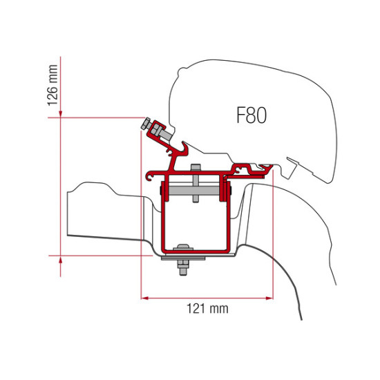 FIAMMA Mark.Adapt.Craft.17 L3/H3, F65/F80 adapter for VW Crafter from 2017 onwards, L3/H3, without roof rail