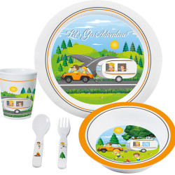 Brunner LET'S GO ADVENTURE Melamine Children's Dinnerware Set, 5-piece