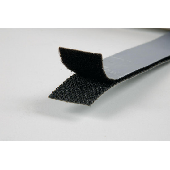 Self-adhesive hook and loop tape, 20mm, black, 5m