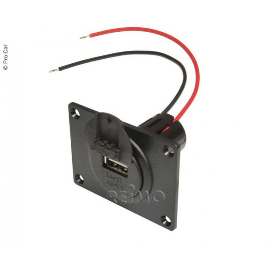 USB flush-mount socket 12-24/5V with USB 3A