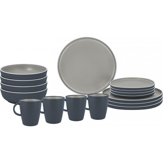 TRILOGY GREY – Melamine dinnerware set for 4 people