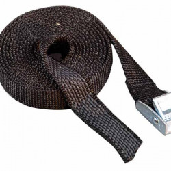 Rubberized ratchet strap, 2m x 18mm, black. 2 pieces, retail packaged.