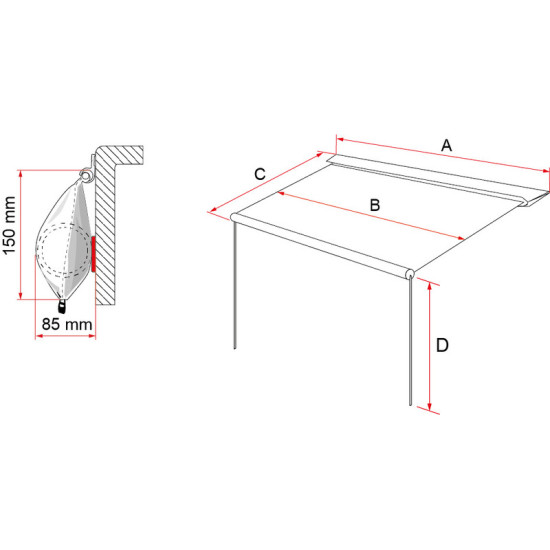 W 2000 x Extension 1800mm Fiamma CaravanStore Evo caravan awning in case for the awning rail, Colour: Royal Grey, Light Grey cover