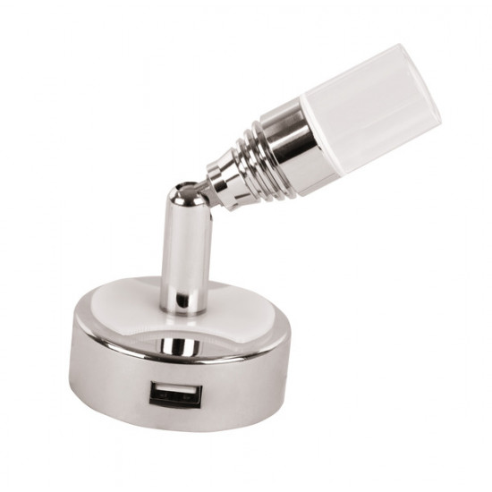 LED reading light 12 V / 1 W with USB socket and rocker switch