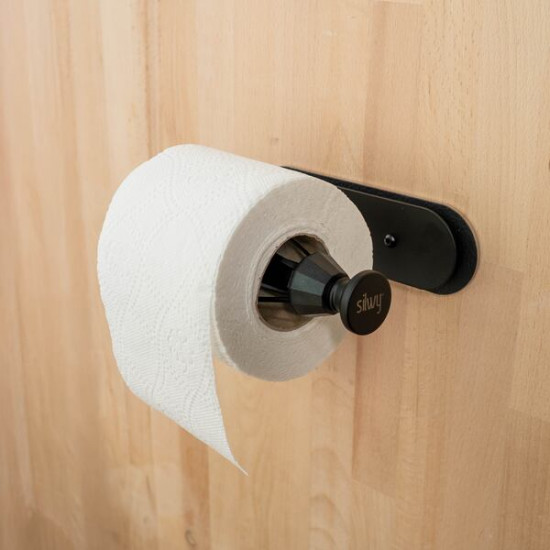 Magnetic toilet paper holder SILWY including metal pad - Black