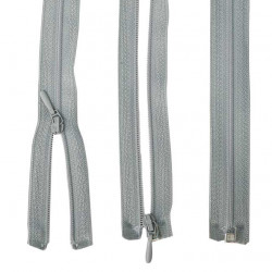 Zipper 130cm, separable - detachable, light grey, plastic