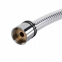 White shower hose with metallic effect