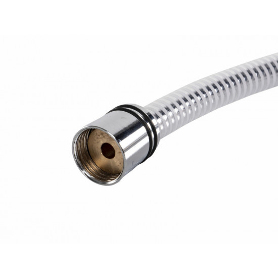 White shower hose with metallic effect