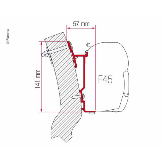FIAMMA M.Adapter Wingamm Oasi350, Holder for Fiamma F45 + F70