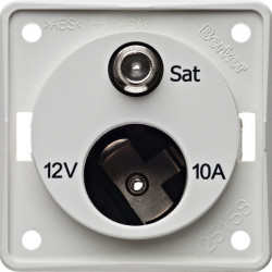 SAT socket with 12V outlet, polar white