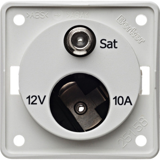SAT socket with 12V outlet, polar white
