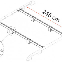 Crossbar Fixing-Bar Rail - Gray - 240 cm